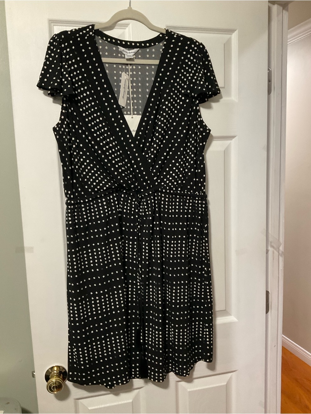 Tommy Bahama Black and White Polka Dot Midi Dress